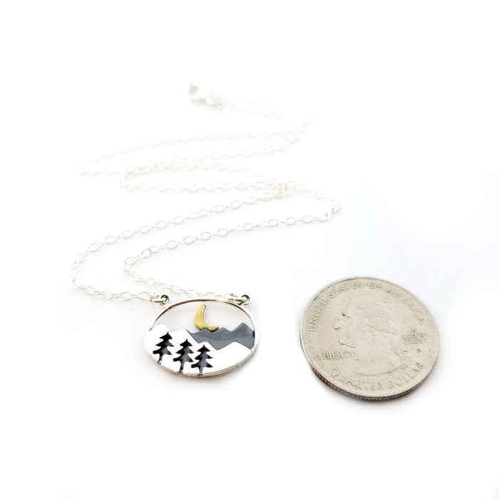 Mountain Scenery Necklace - Sterling Silver Jewelry