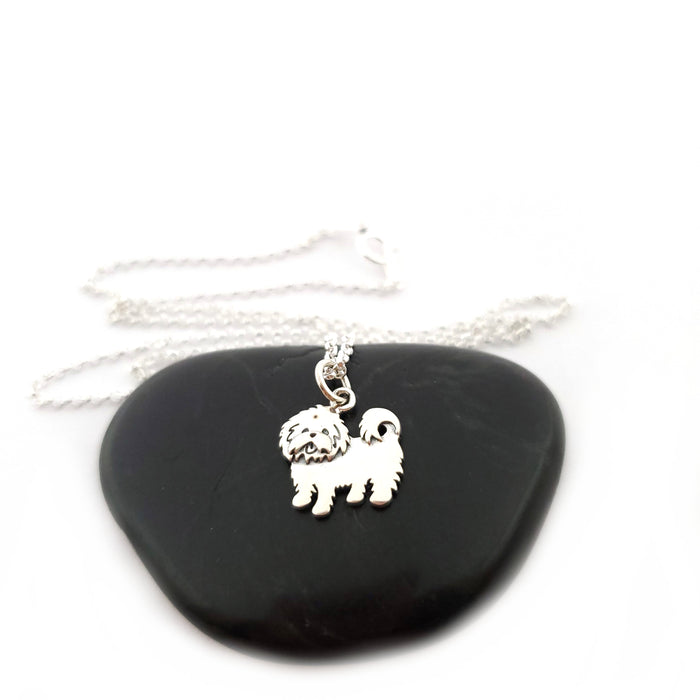 Maltese Dog Charm Necklace - Sterling Silver Jewelry