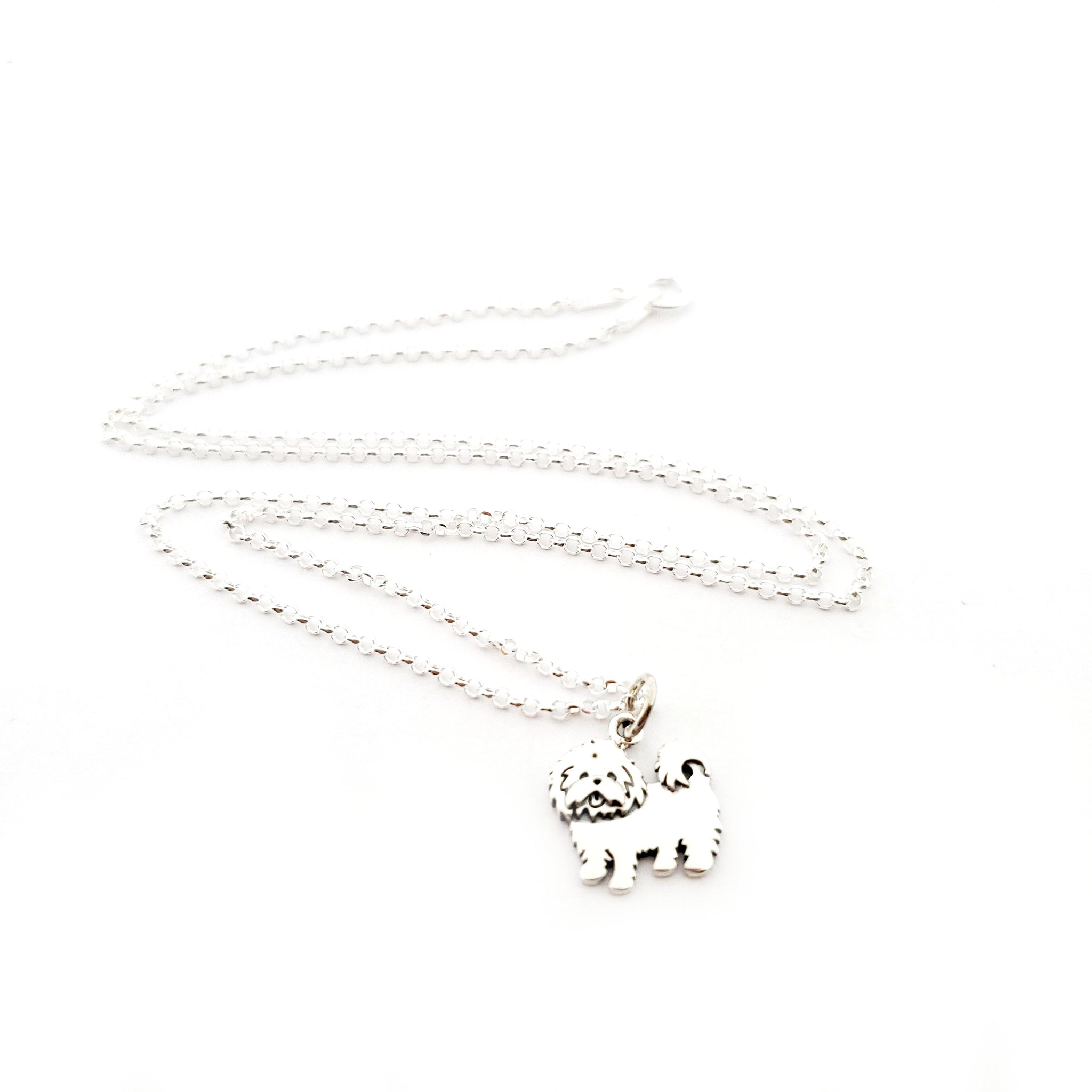 Maltese Dog Charm Necklace Sterling Silver Jewelry CYDesignStudio