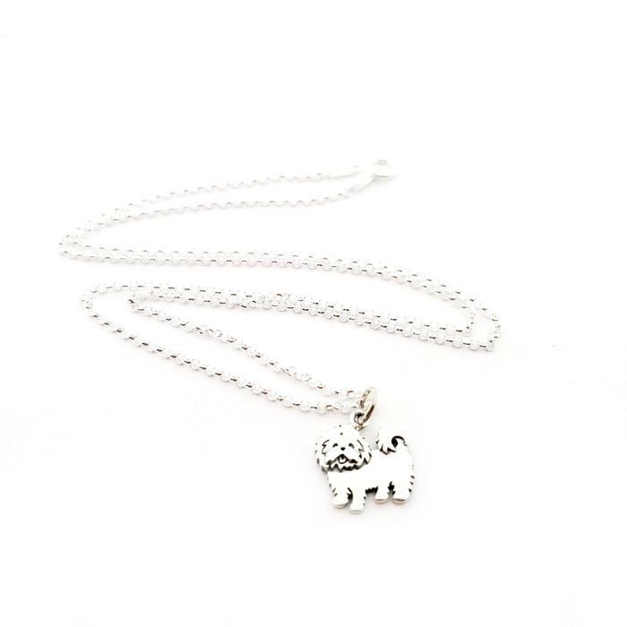 Maltese Dog Charm Necklace - Sterling Silver Jewelry