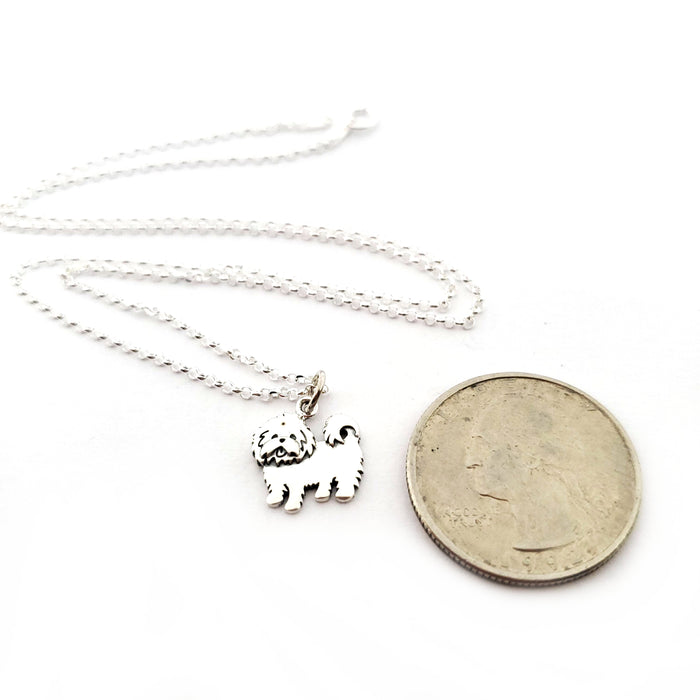 Maltese Dog Charm Necklace - Sterling Silver Jewelry