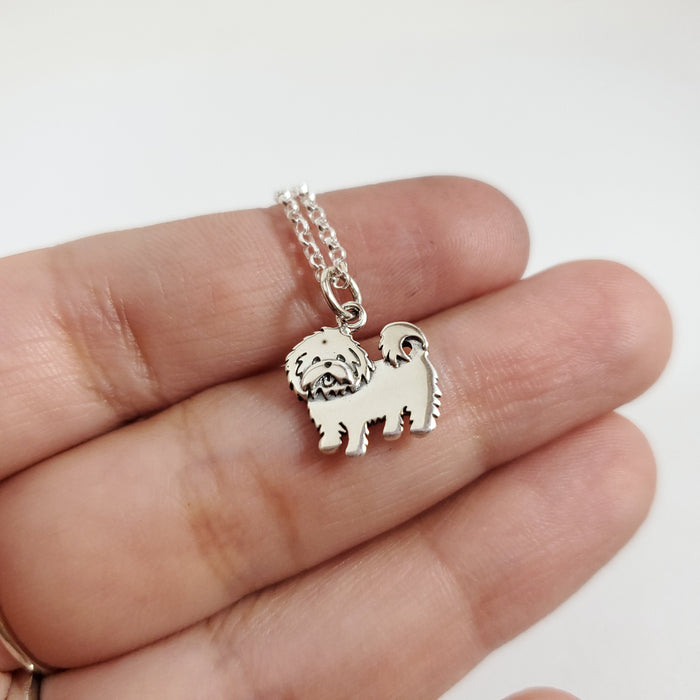 Maltese Dog Charm Necklace - Sterling Silver Jewelry