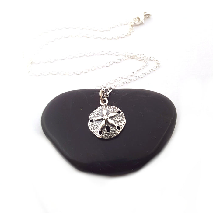 Sand Dollar Charm Necklace - Sterling Silver Jewelry