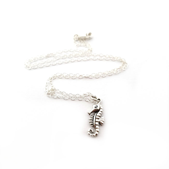 Seahorse Charm Necklace - Sterling Silver Jewelry