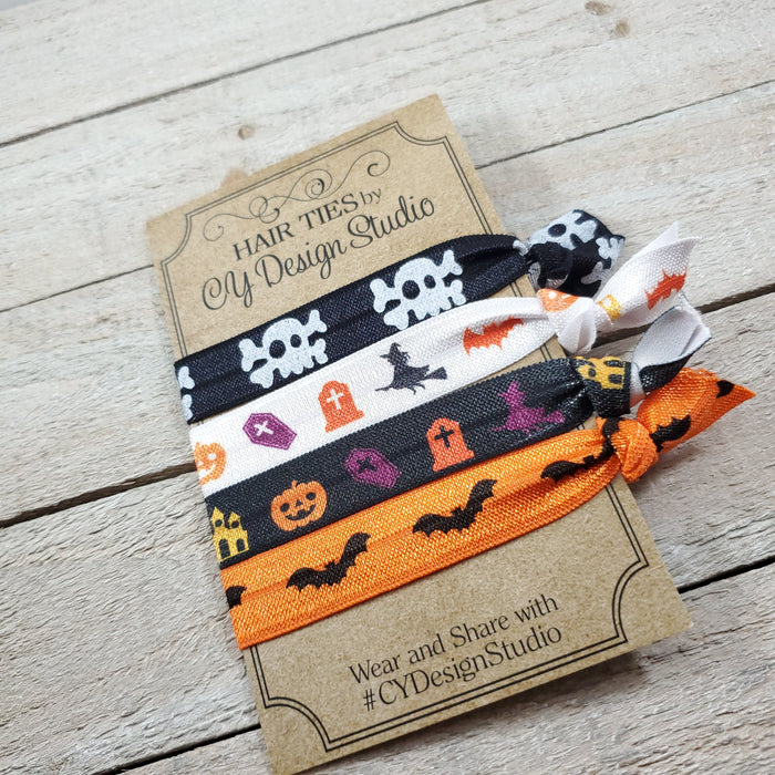 Halloween Hair Tie Set - Spooky Basket Favor