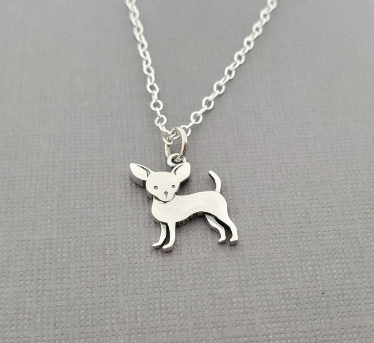 Chihuahua Charm Tiny Sterling Silver Necklace