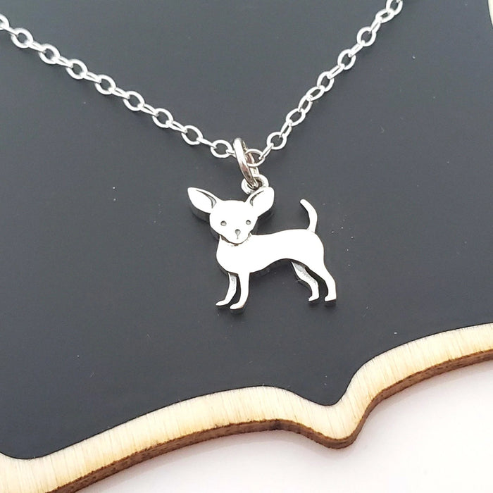 Chihuahua Charm Tiny Sterling Silver Necklace