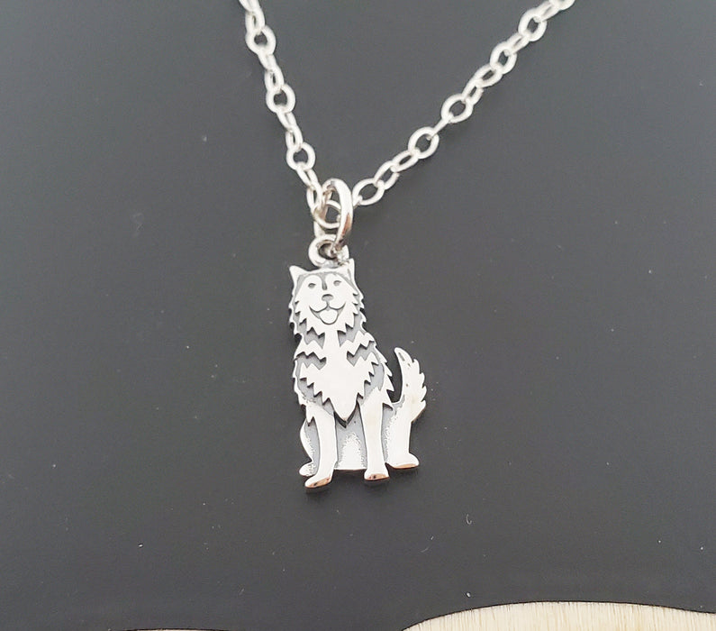 Siberian Husky Dog Charm Sterling Silver Necklace