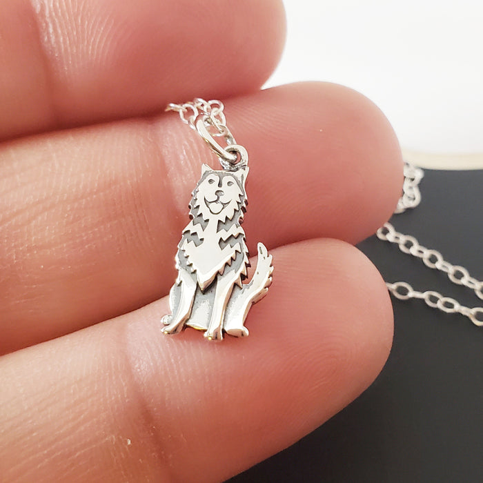 Siberian Husky Dog Charm Sterling Silver Necklace