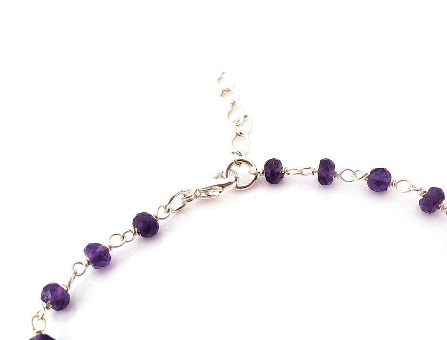 Amethyst Gemstone Sterling Silver Layering Bracelet