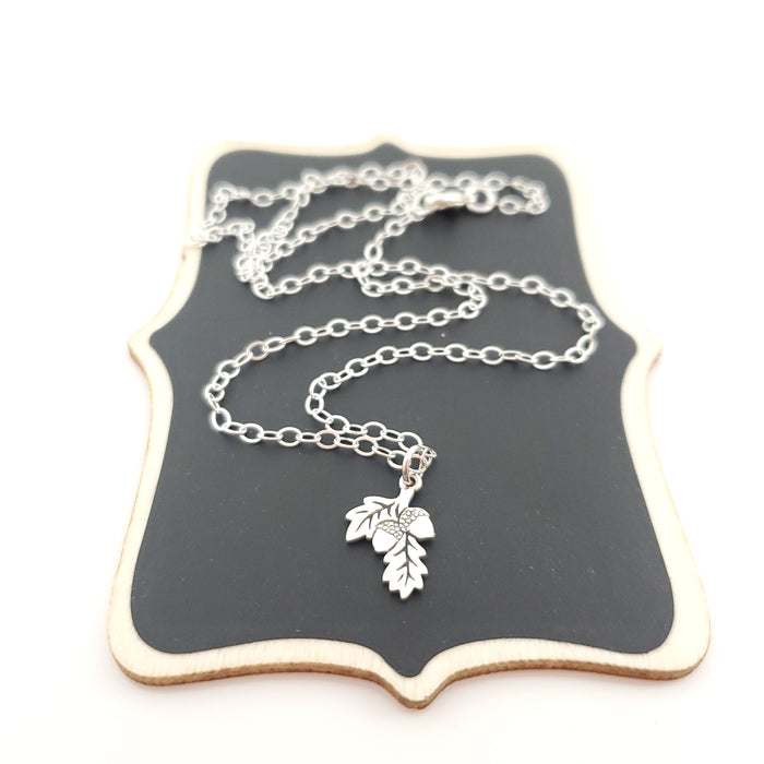 Acorn Oak Leaf 925 Sterling Silver Necklace