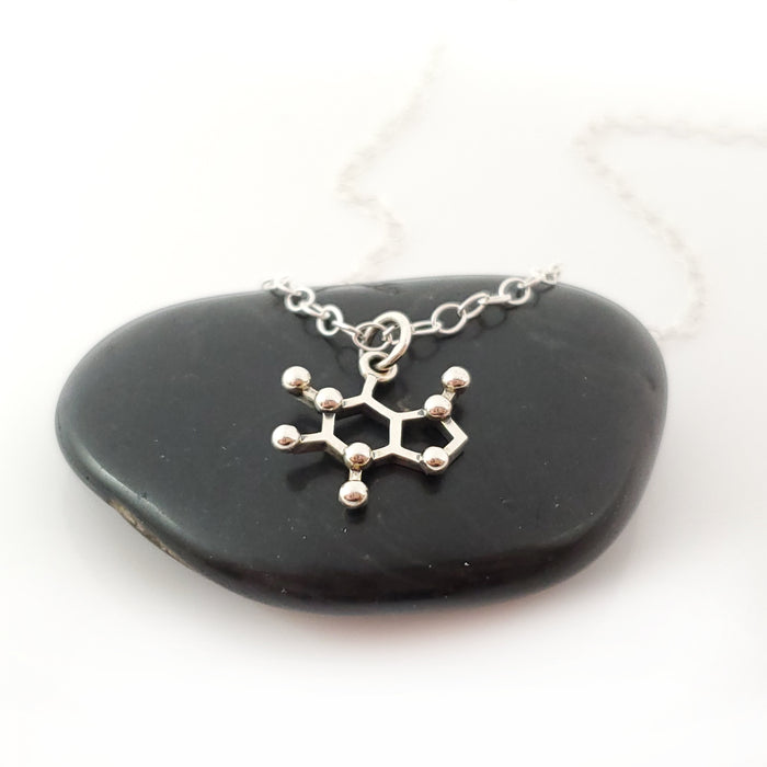 Caffeine Molecule 925 Sterling Silver Necklace