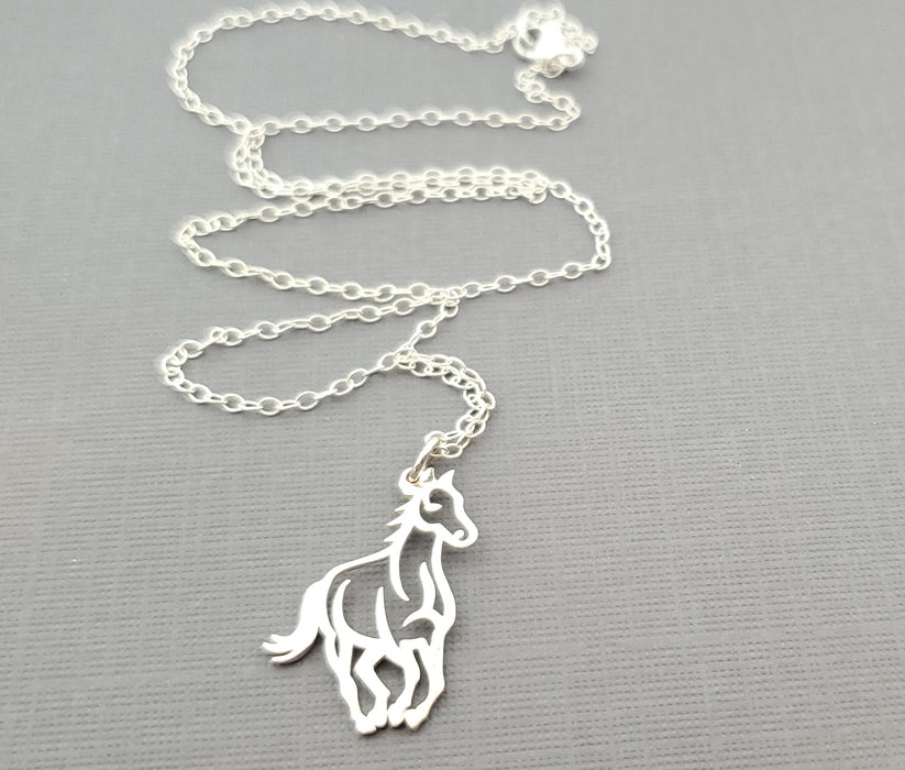 Horse Charm Equestrian Sterling Silver Necklace - Gift for Her