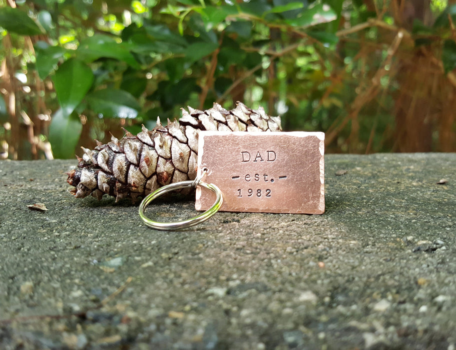 Dad est.  Hand Stamped Keychain