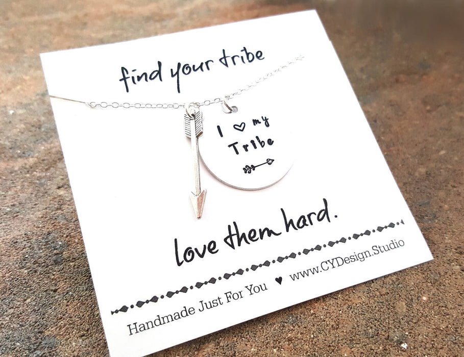 I Love My Tribe Necklace - Hand Stamped Jewelry Aluminum & Sterling Silver