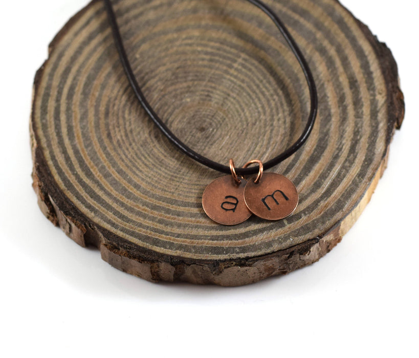 Copper Initial Disc Hand Stamped Jewelry For Him