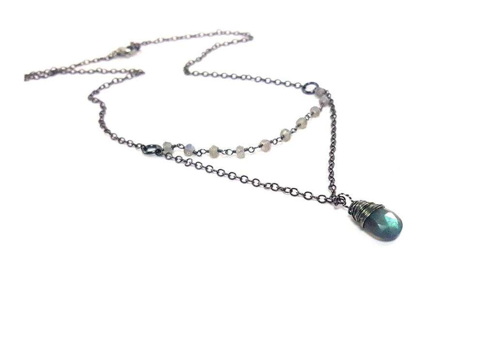 Oxidized Sterling Silver Labradorite Necklace