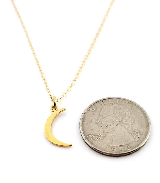 Gold Moon Charm Necklace - 14k Gold Filled Jewelry