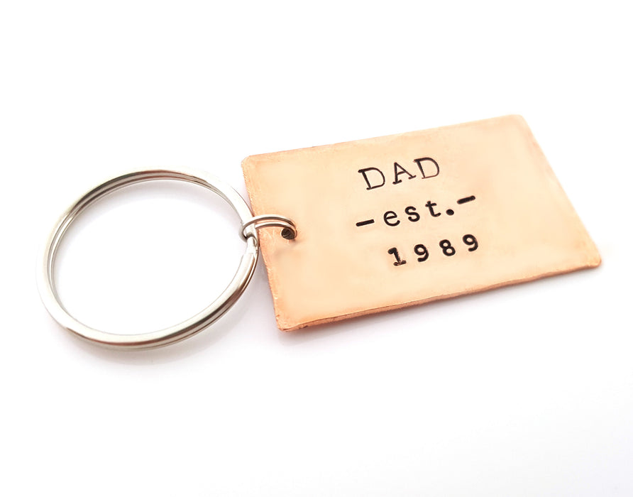 Dad est.  Hand Stamped Keychain