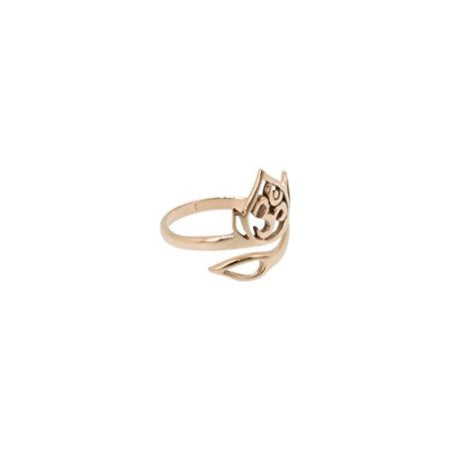 Adjustable Natural Bronze Openwork Lotus and Ohm Ring