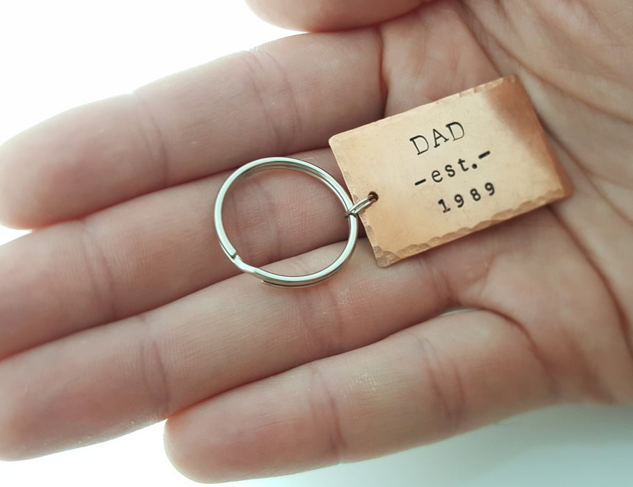 Dad est.  Hand Stamped Keychain