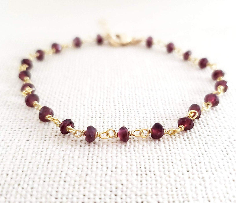 Garnet Gemstone 14k Gold Filled Bracelet