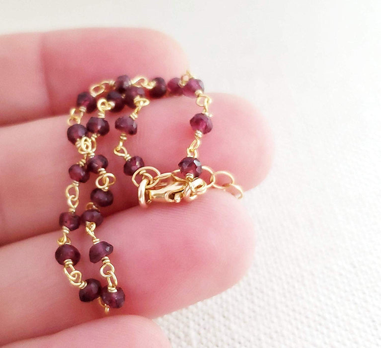 Garnet Gemstone 14k Gold Filled Bracelet