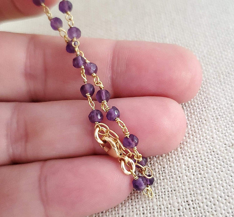 Amethyst Gemstone 14k Gold Filled Bracelet