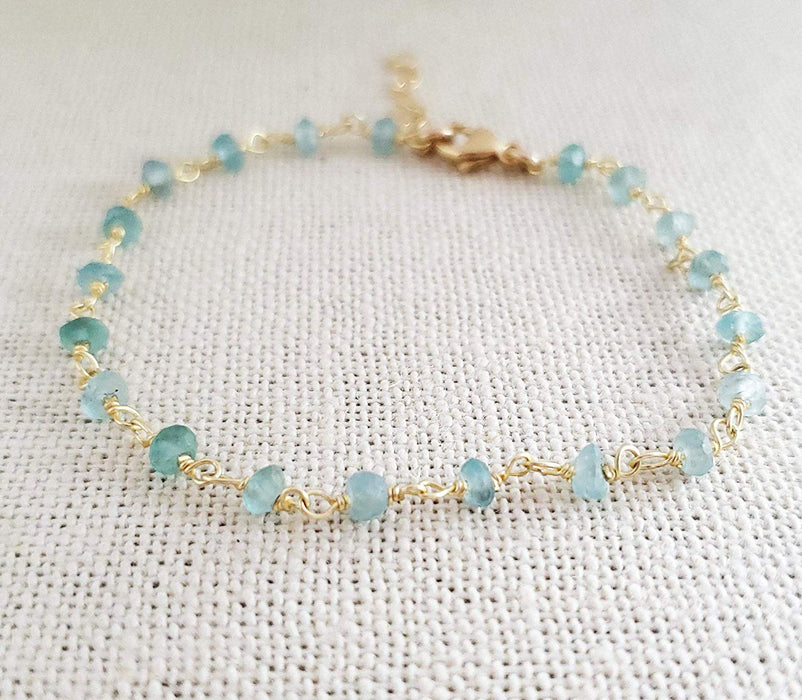 Blue Apatite Gemstone 14k Gold Filled Bracelet