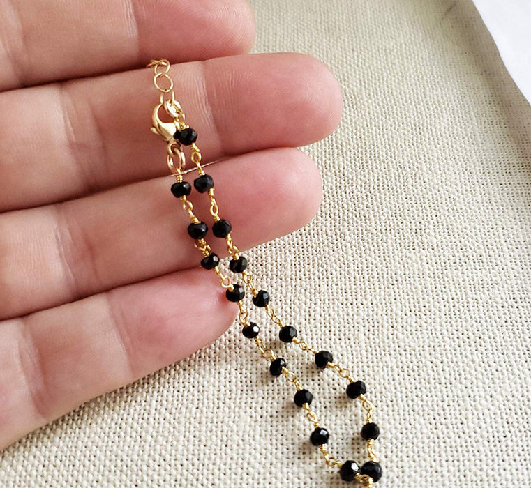 Black Spinel Gemstone 14k Gold Filled Bracelet