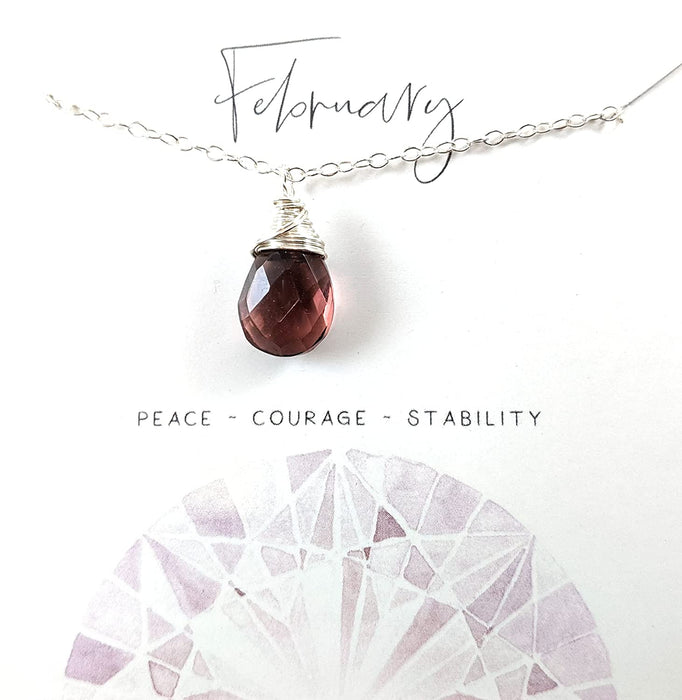 Amethyst  - February Birthstone - Sterling Silver Necklace