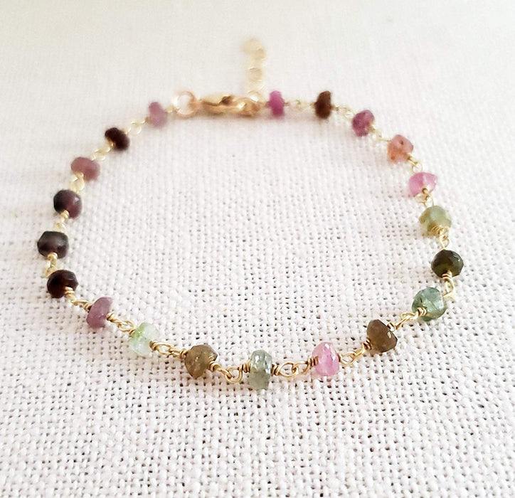 Tourmaline Gemstone 14k Gold Filled Bracelet