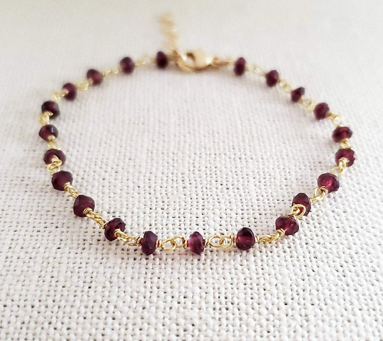 Garnet Gemstone 14k Gold Filled Bracelet