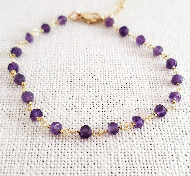 Amethyst Gemstone 14k Gold Filled Bracelet