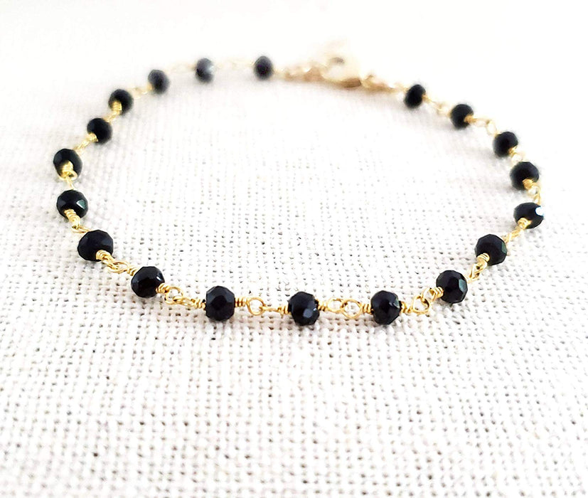 Black Spinel Gemstone 14k Gold Filled Bracelet