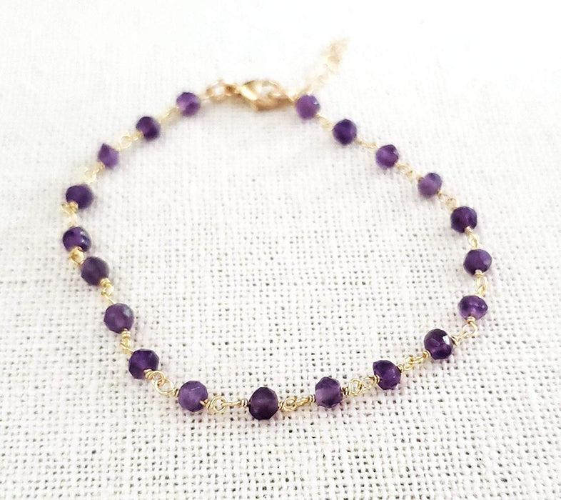 Amethyst Gemstone 14k Gold Filled Bracelet