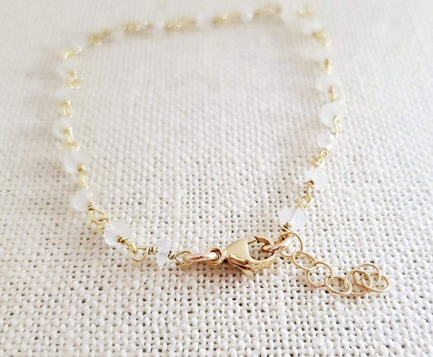 White Moonstone Gemstone 14k Gold Filled Bracelet