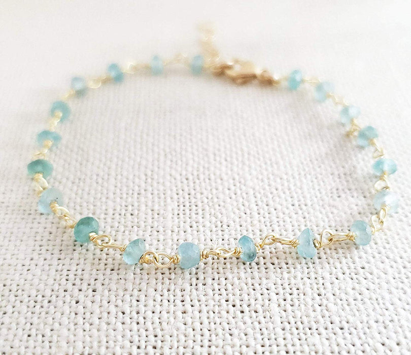 Blue Apatite Gemstone 14k Gold Filled Bracelet