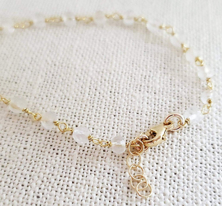 Clear Quartz Gemstone 14k Gold Filled Bracelet