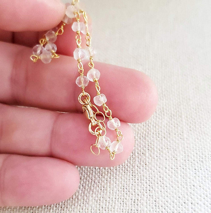 Clear Quartz Gemstone 14k Gold Filled Bracelet