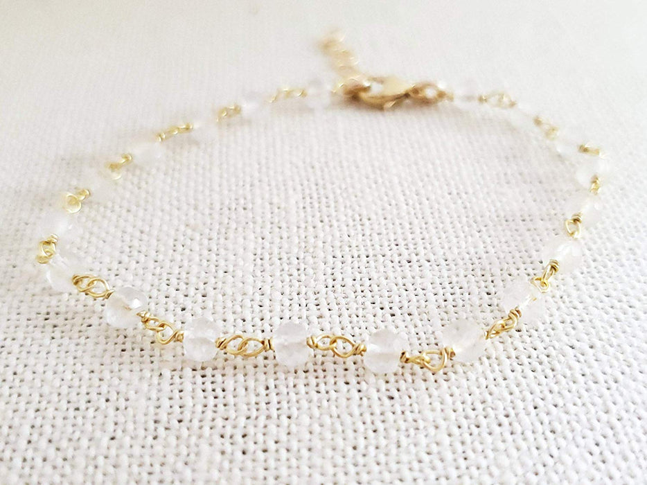 Clear Quartz Gemstone 14k Gold Filled Bracelet