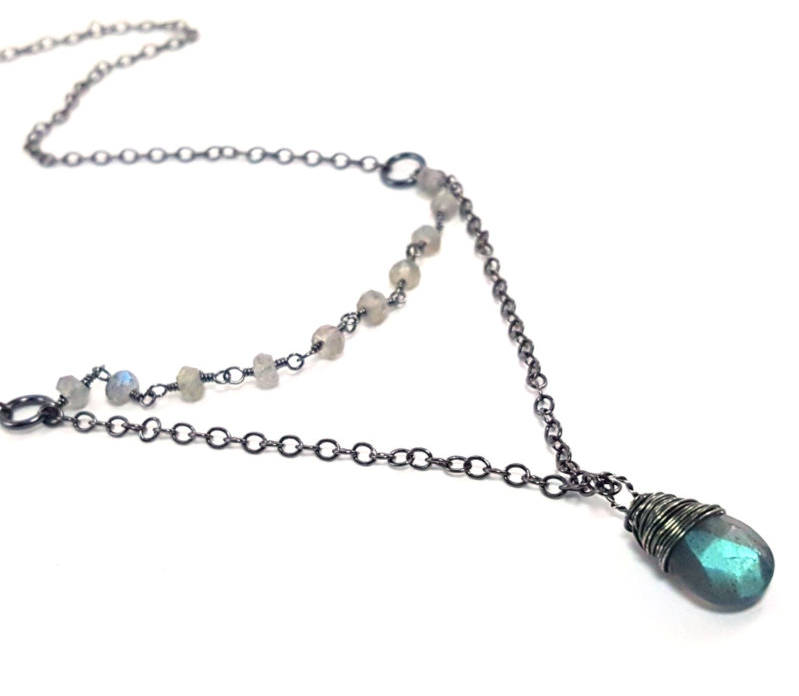 Oxidized Sterling Silver Labradorite Necklace