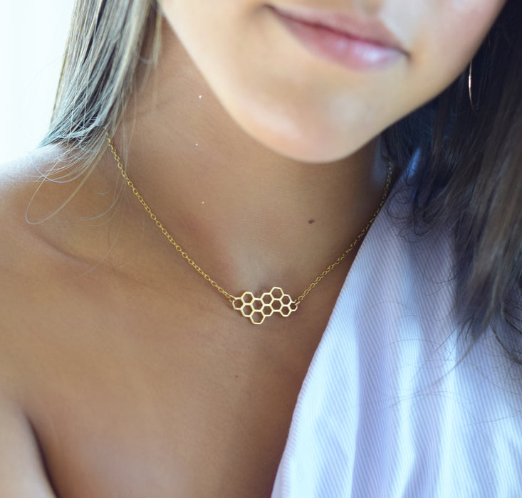 Honeycomb Gold Filled Necklace