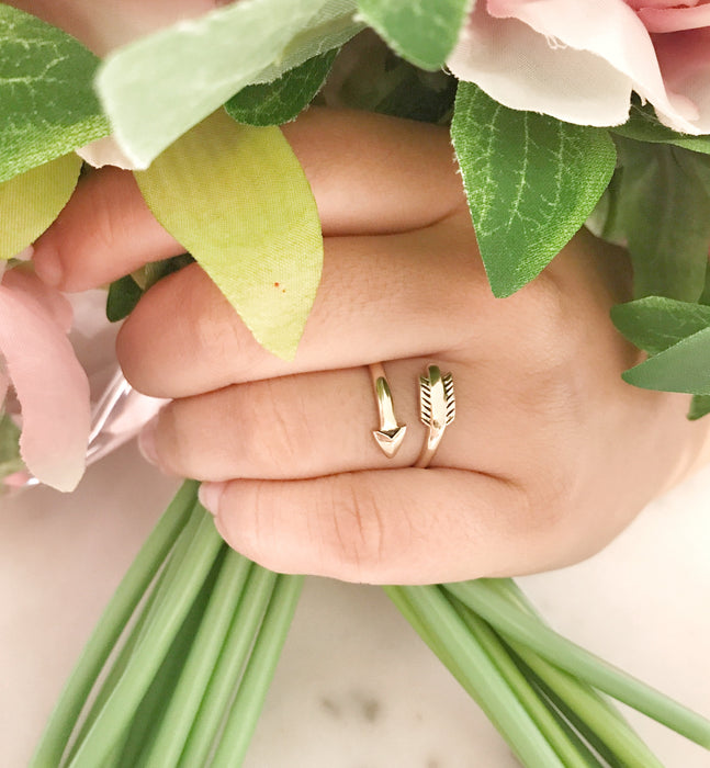 Adjustable Natural Bronze Arrow Ring