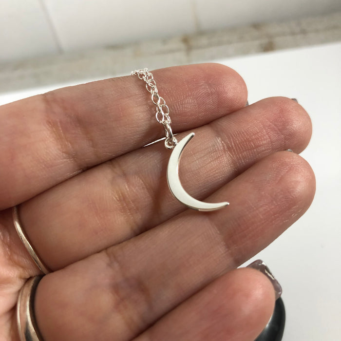 Moon Charm Necklace - Sterling Silver Jewelry