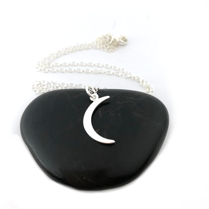 Moon Crescent Charm Necklace - Sterling Silver Jewelry