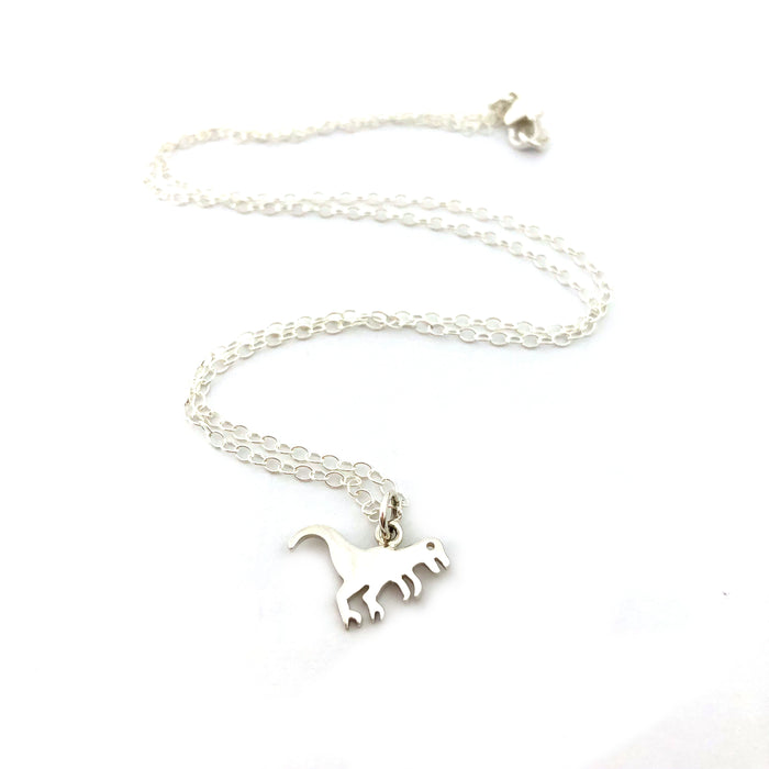 Tyrannosaurus Rex Dinosaur Charm Necklace - Sterling Silver Jewelry