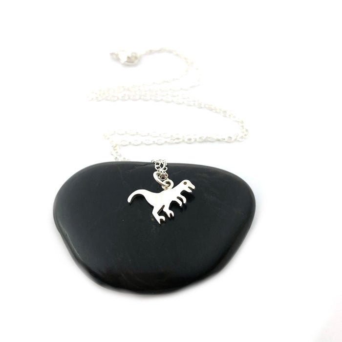 Tyrannosaurus Rex Dinosaur Charm Necklace - Sterling Silver Jewelry