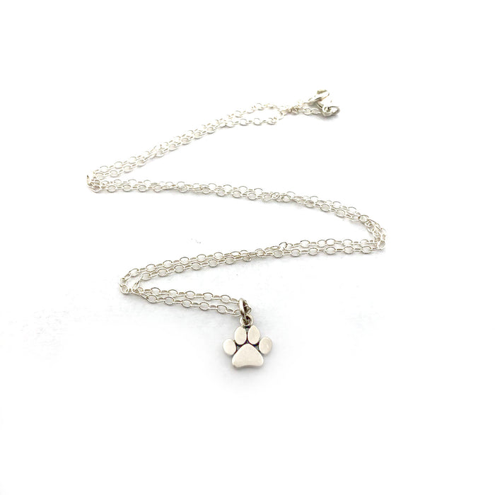 Paw Print Charm Necklace - Sterling Silver Jewelry