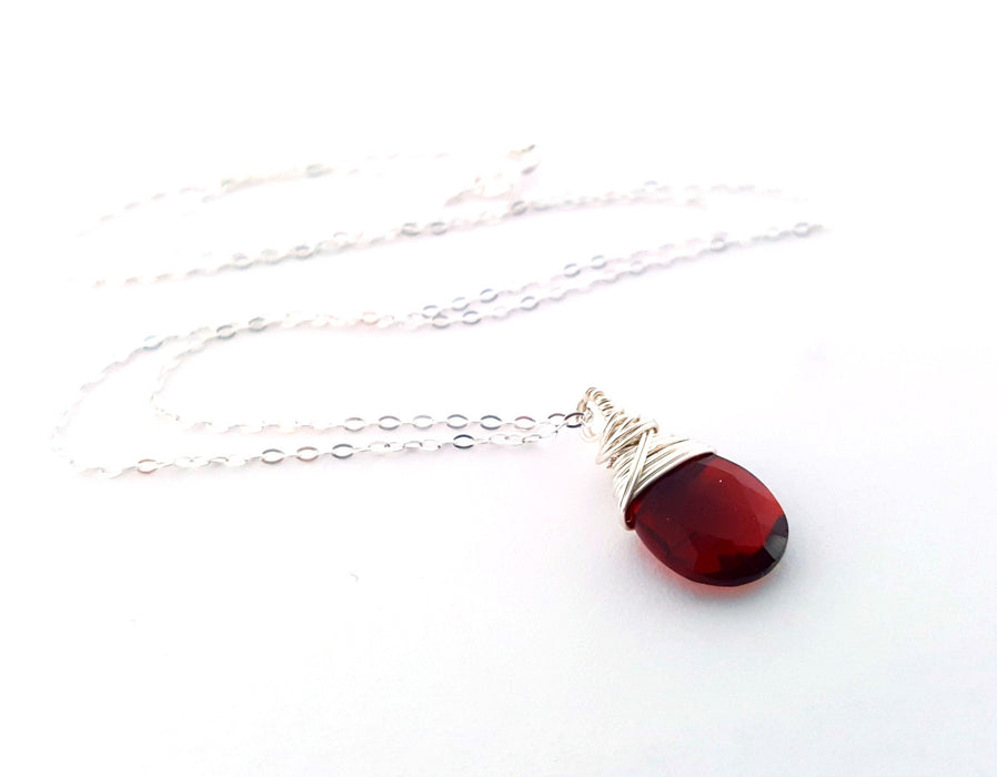 Garnet - January Birthstone - Sterling Silver Necklace